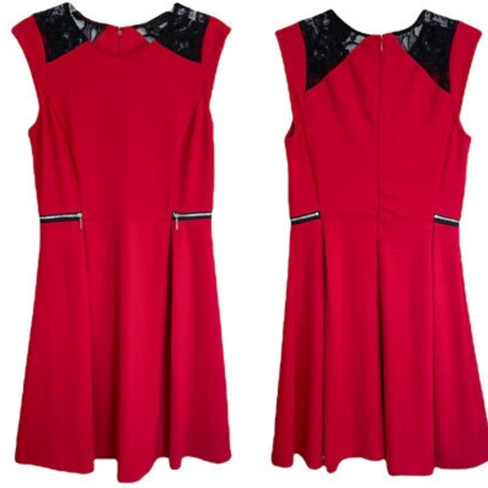 Mossimo Red Dress with Black Lace Detail